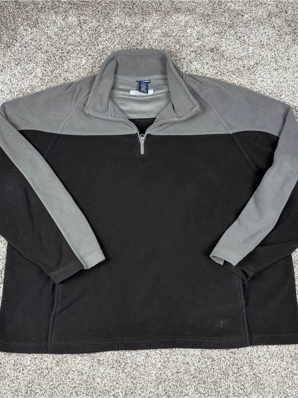 Sz 2XL Men's NordicTrack Quarter-Zip Fleece Pullover - Black & Gray